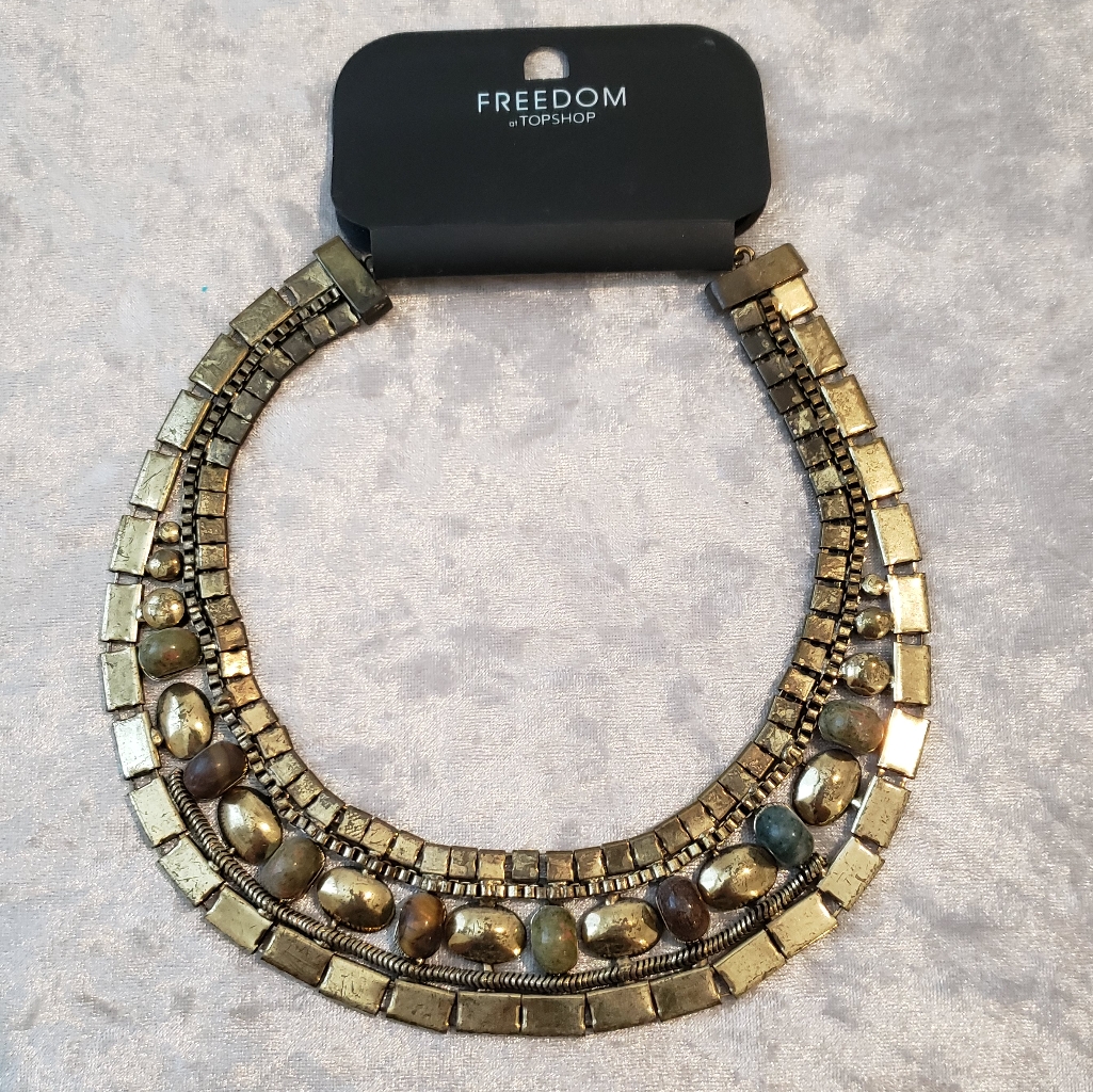 Topshop Vintage Rock Gold Statement Necklace